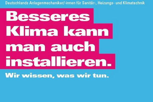 Ein auffälliges Plakat, das für die Installation von Klimaanlagen wirbt, mit einem klaren, modernen Design.