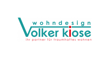 Das Logo zeigt den Schriftzug 'Volker Kiose' in stilvollem Design, umgeben von einem modernen Wohnkonzept.