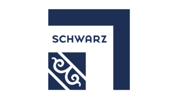 Ein stilisiertes Logo in Blau mit dem Wort 'SCHWARZ' und einem eleganten, geschwungenen Design im unteren Bereich.